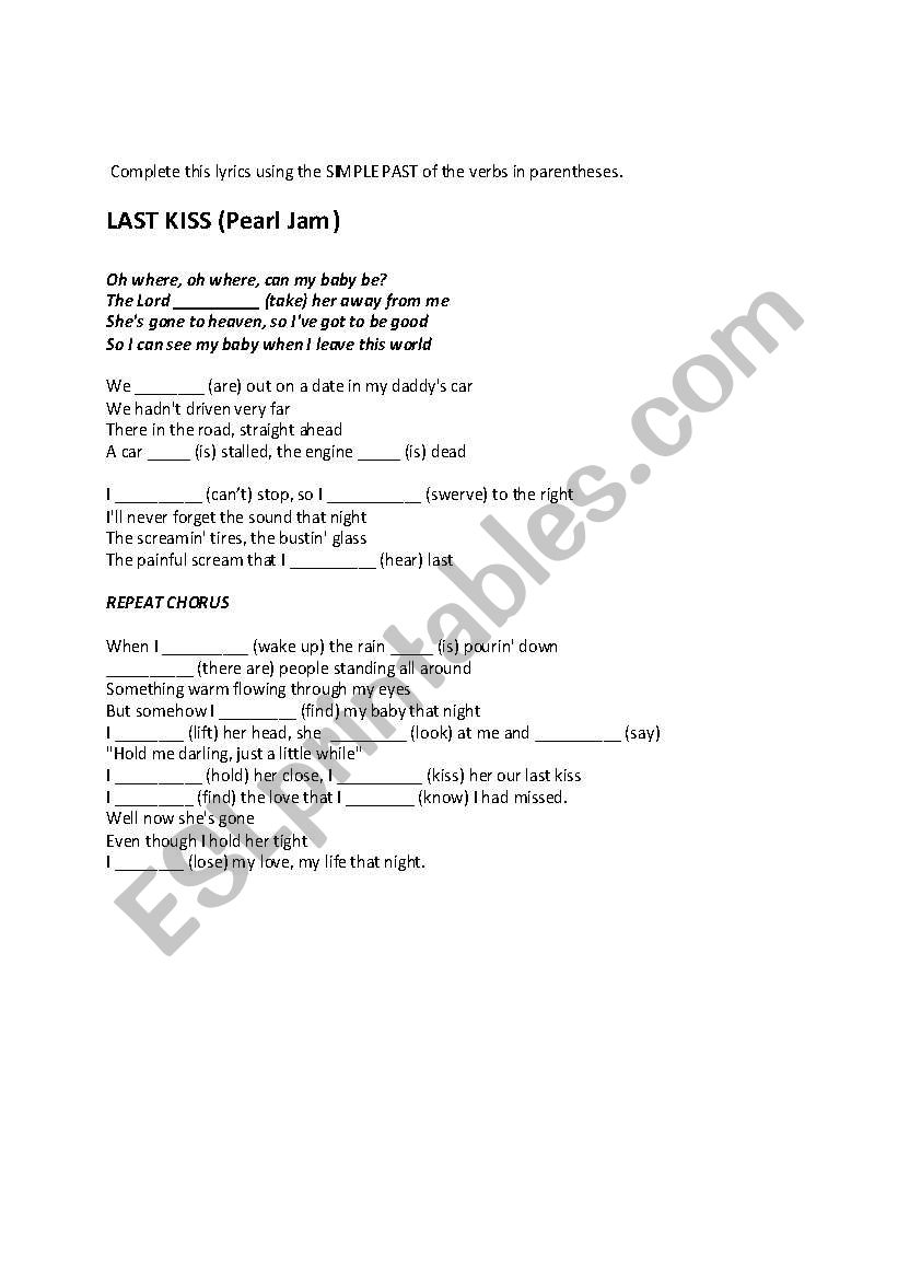 Song To Practice Simple Past worksheet