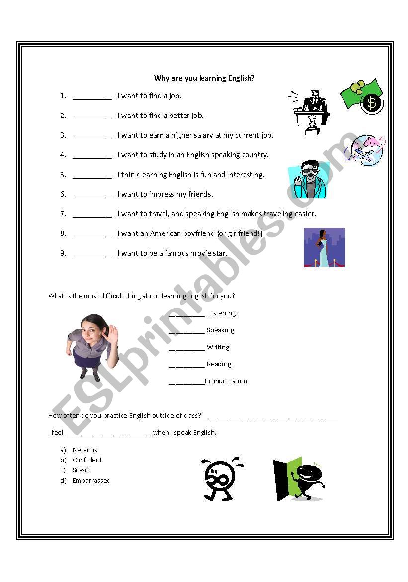 Why are you learning English? worksheet