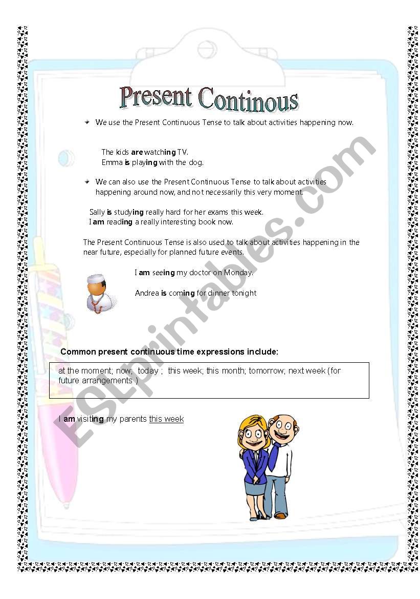 5 pages Present Continuous Tense