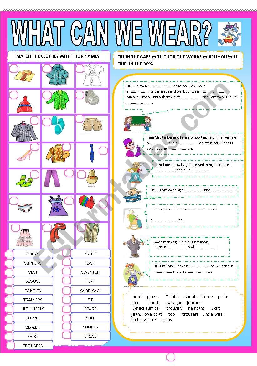 WHAT CAN WE WEAR? worksheet