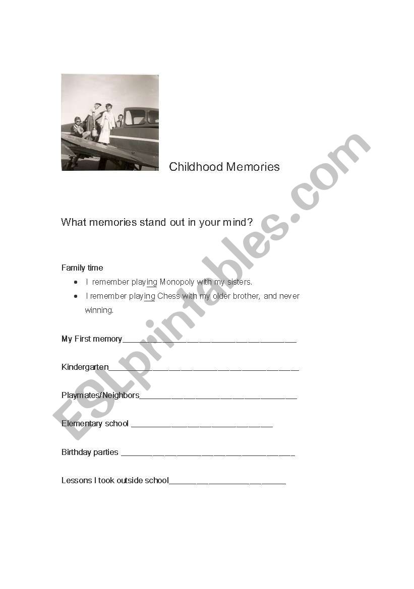 Childhood Memories worksheet