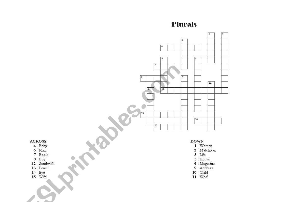 Plurals worksheet