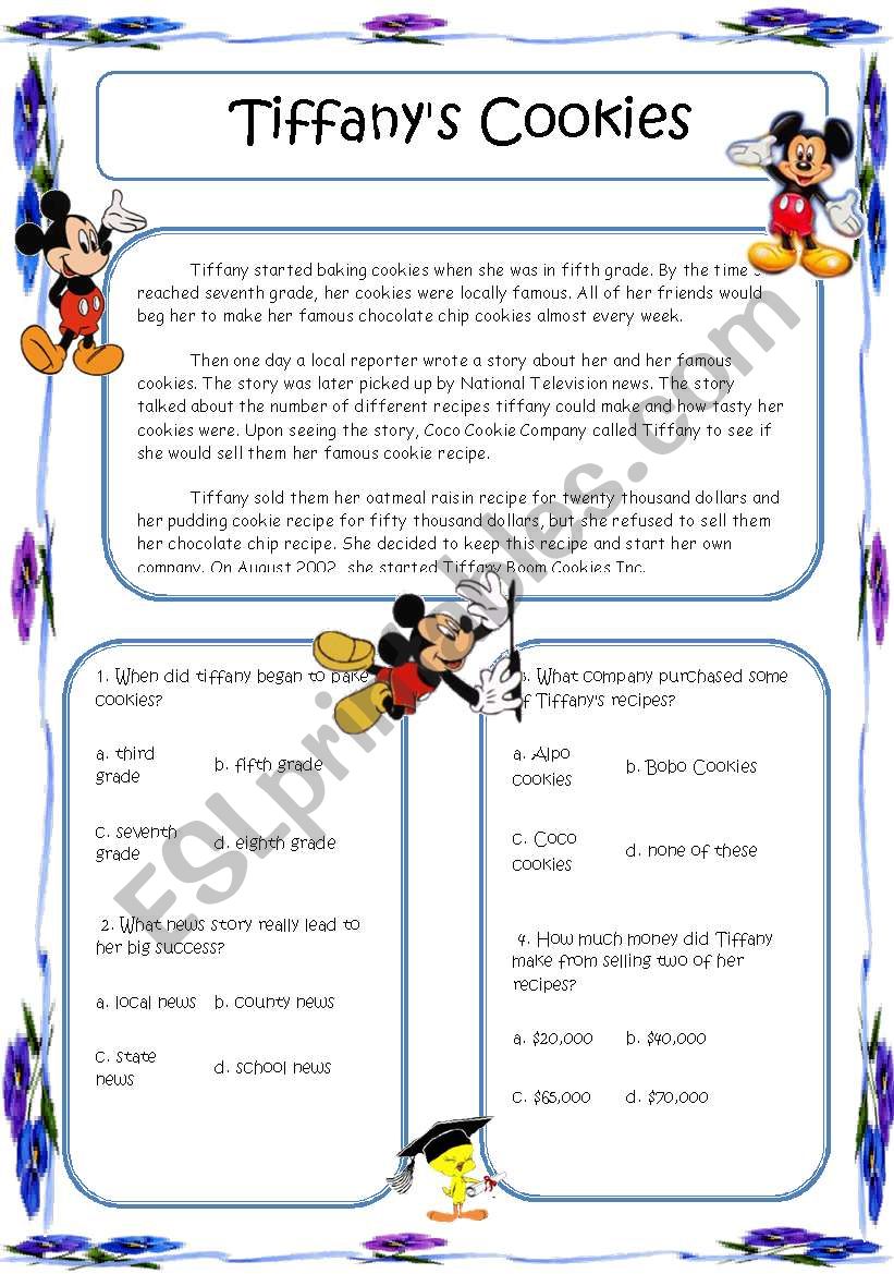 Reading passage worksheet