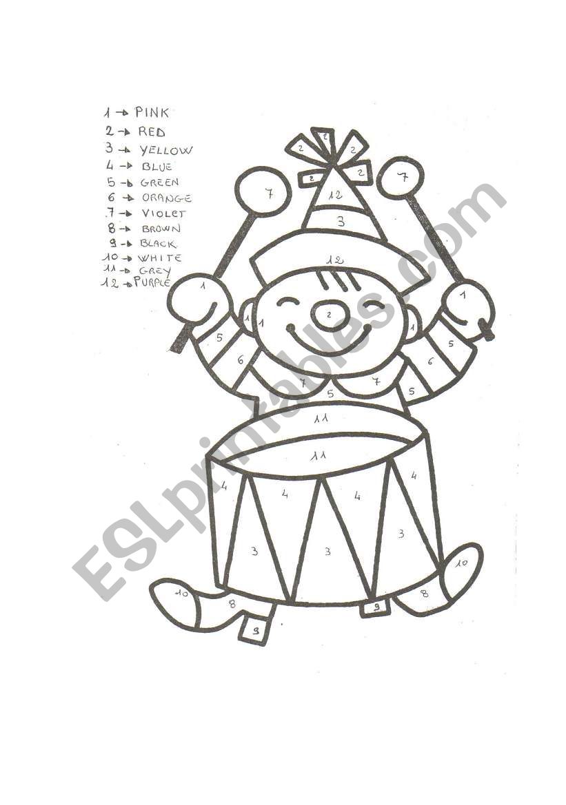 colours - the clown worksheet