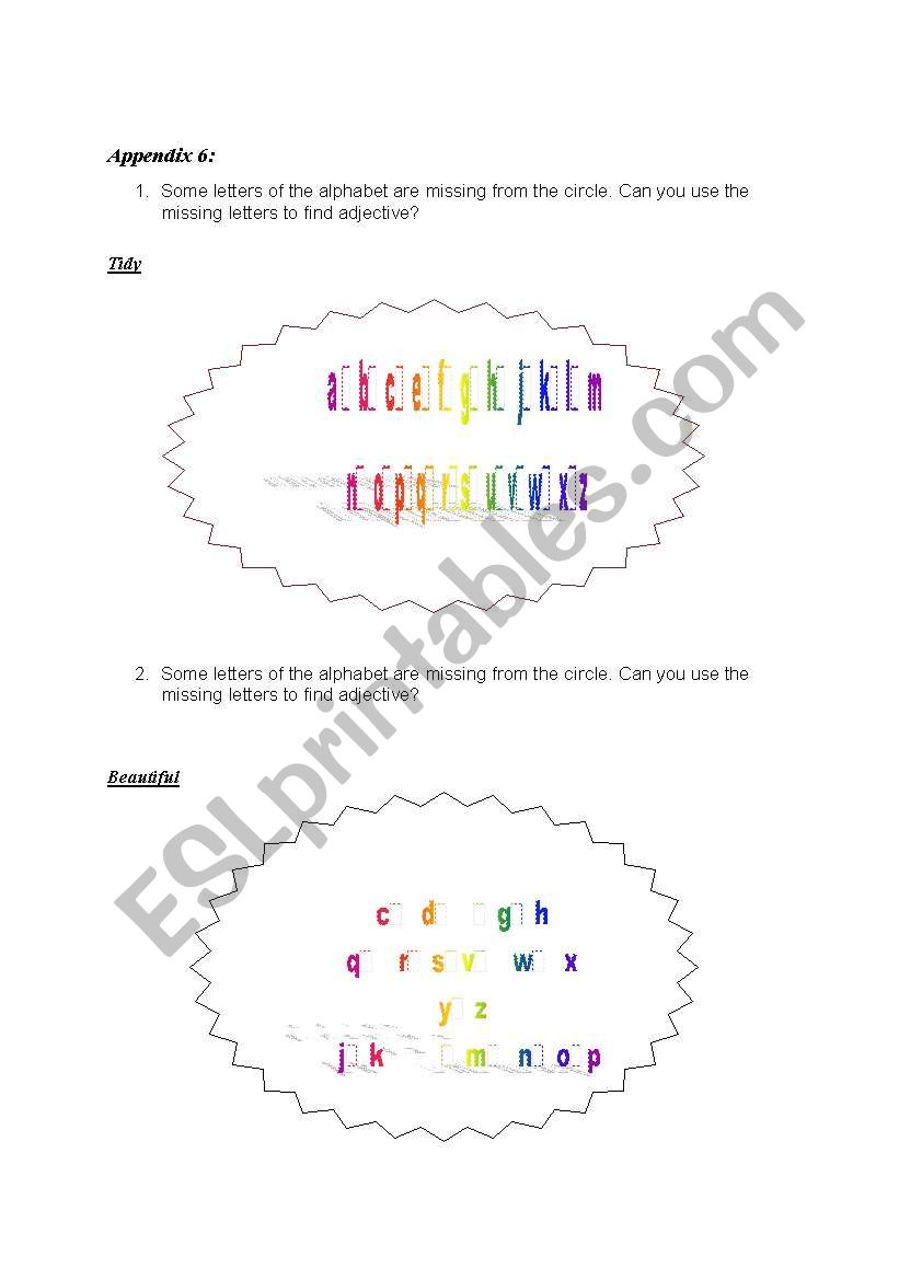 missing words worksheet