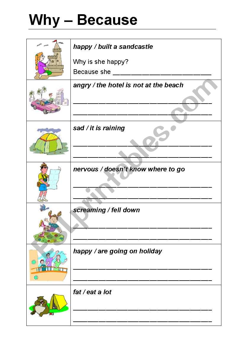 Why & because worksheet