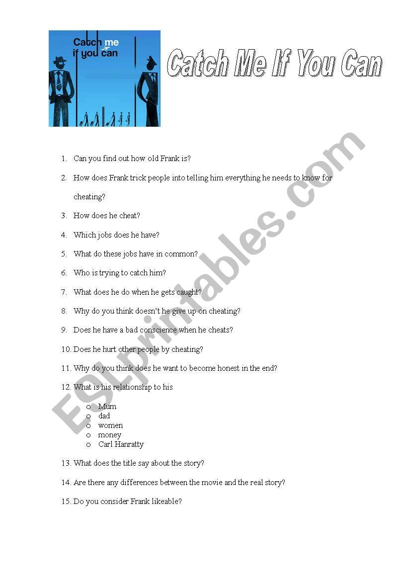 Catch me if you can?  worksheet