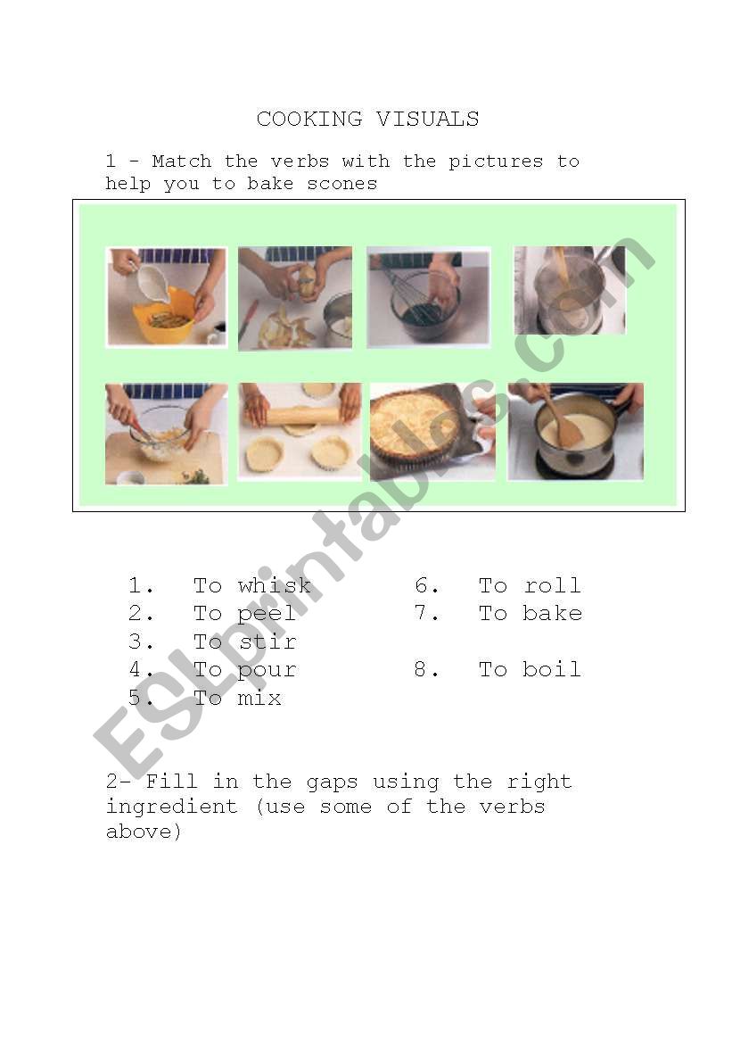 COOKING worksheet