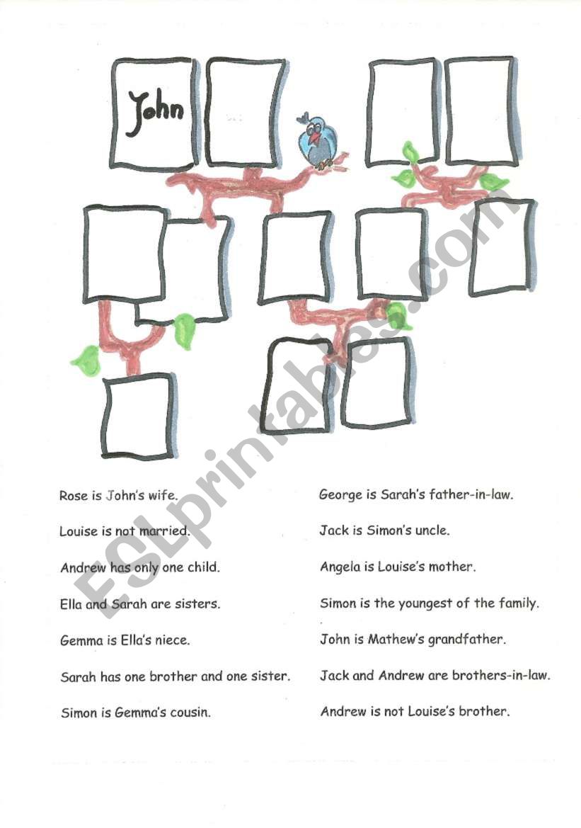 Family Tree Puzzle worksheet