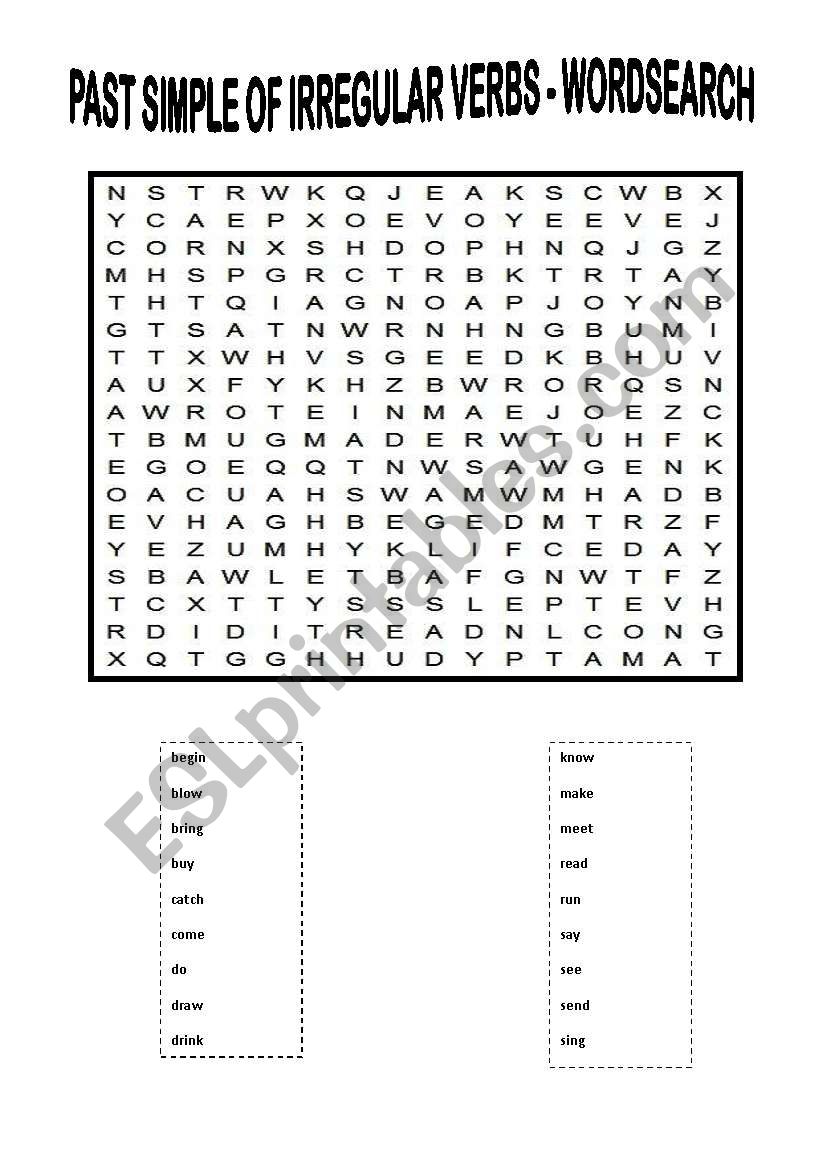 Past Simple of irregular Verbs - Wordserach
