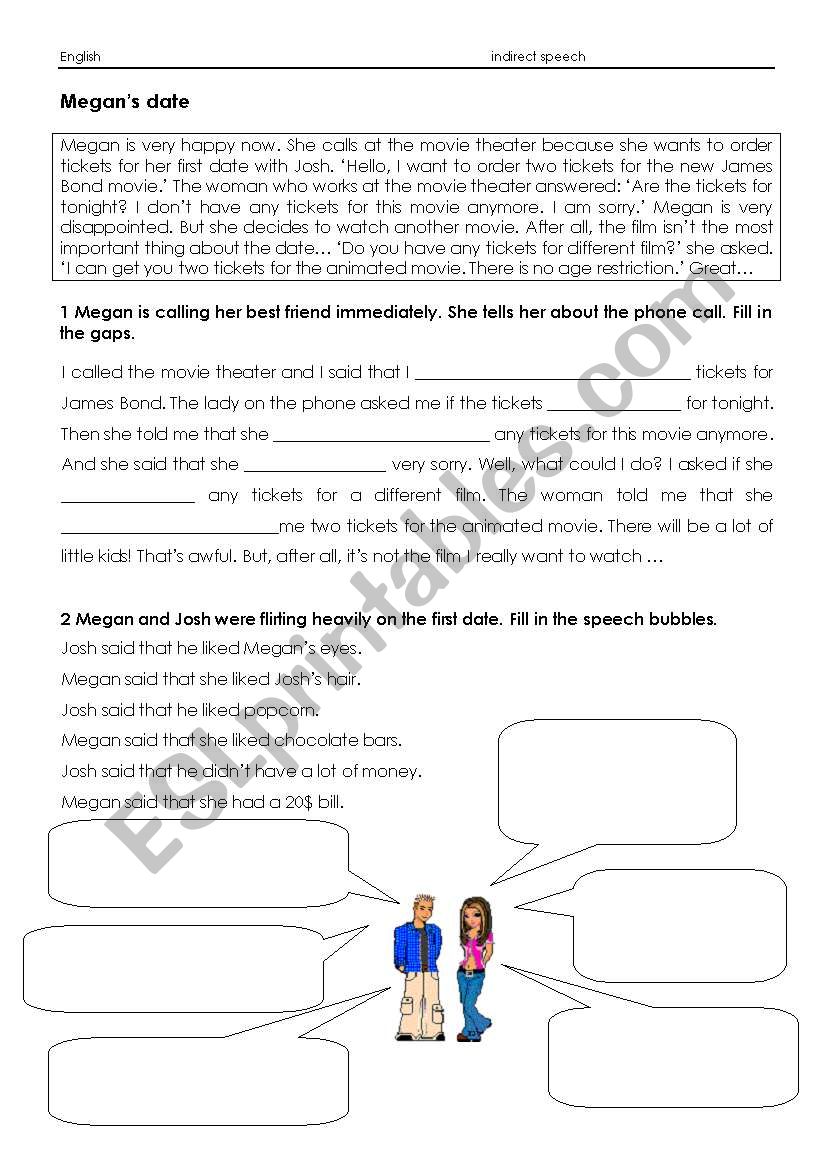 reported speech worksheet