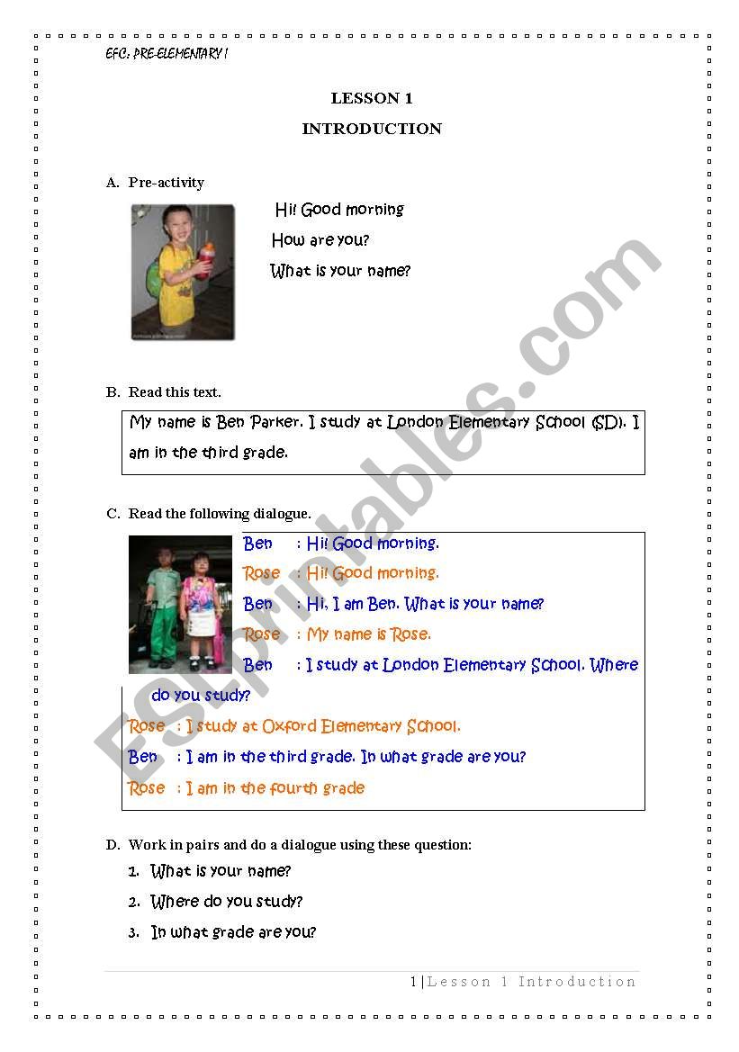 Introduction worksheet