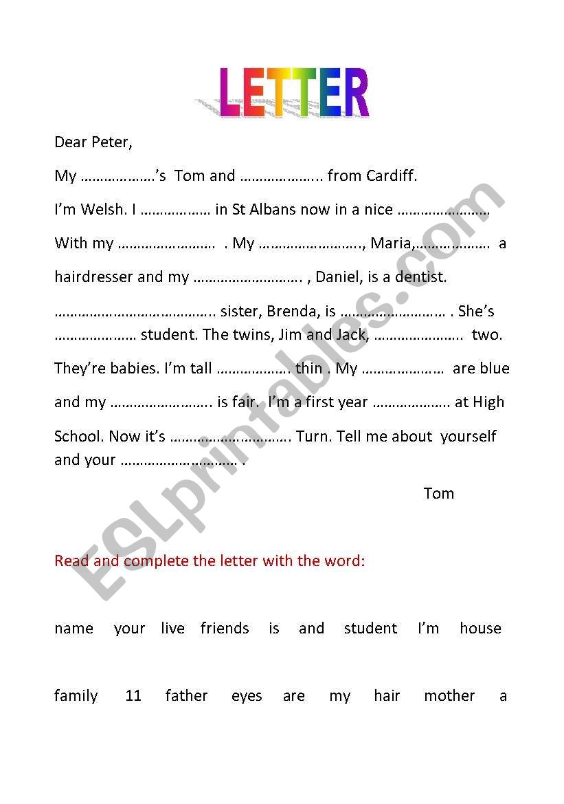 letter worksheet