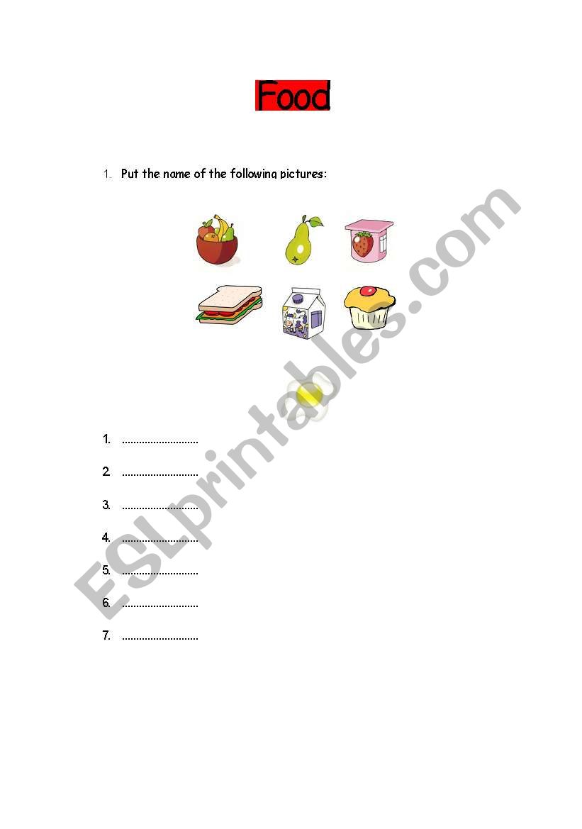 Food worksheet