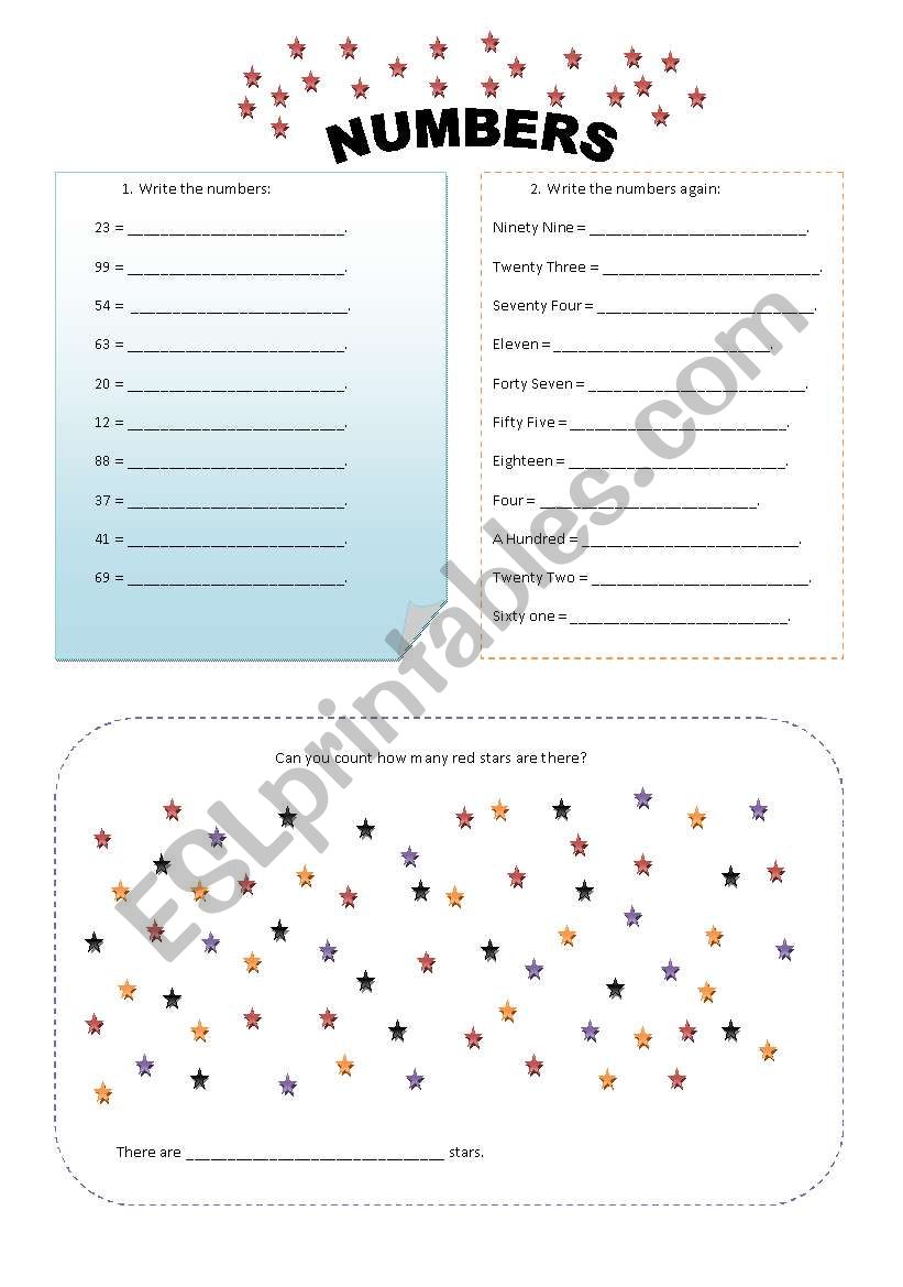 Numbers worksheet