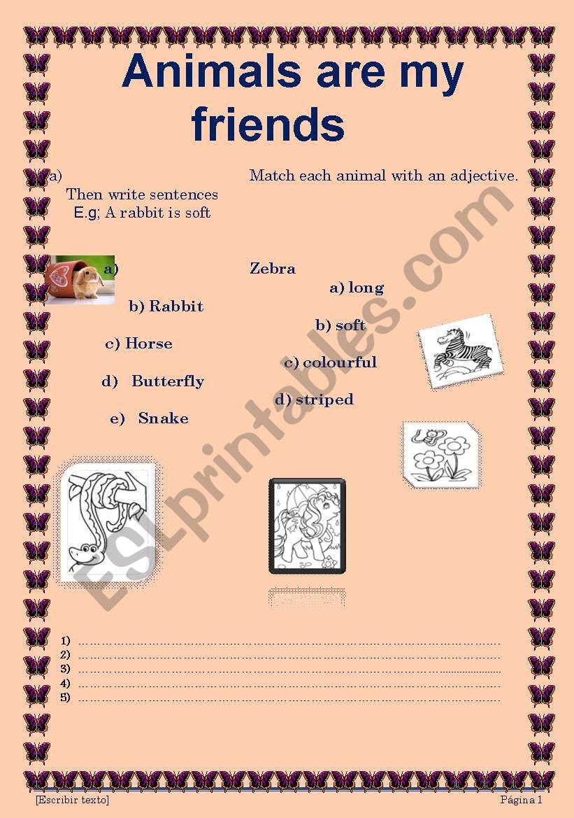 Animals are my friends worksheet