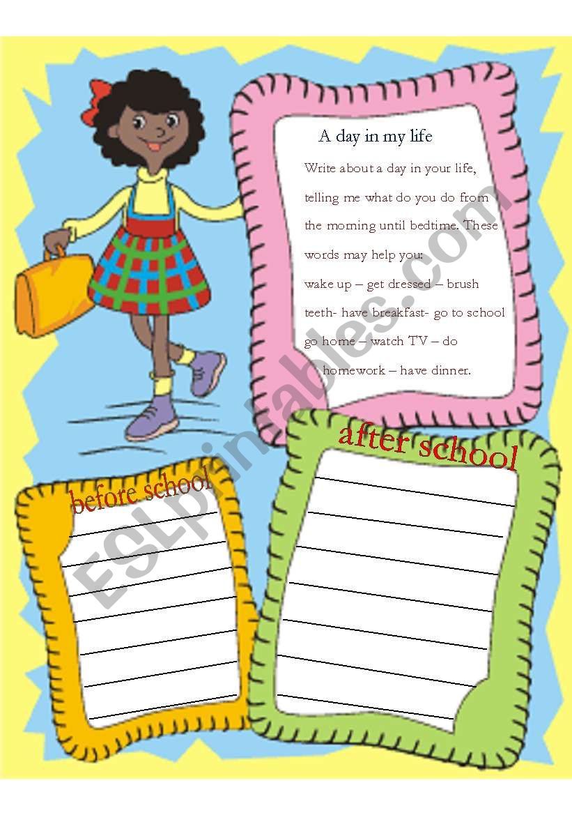 a day in my life worksheet