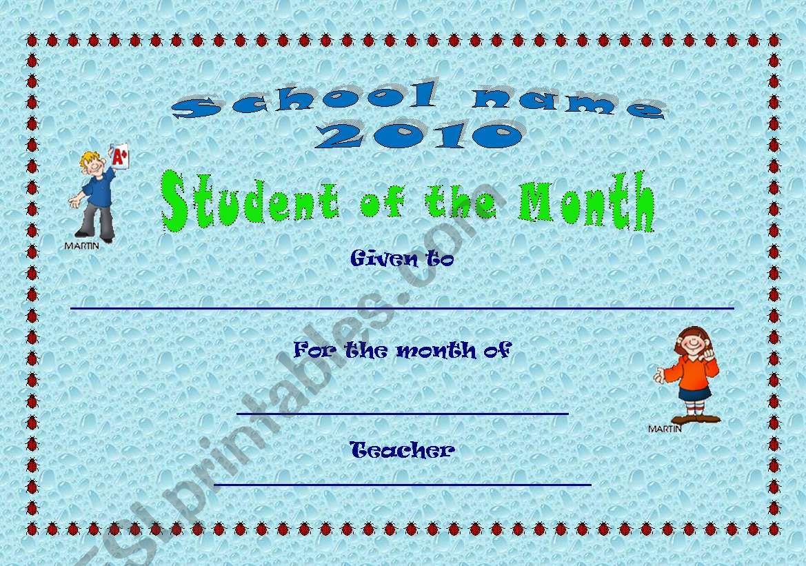 CERTIFICATE - STUDENT OF THE MONTH