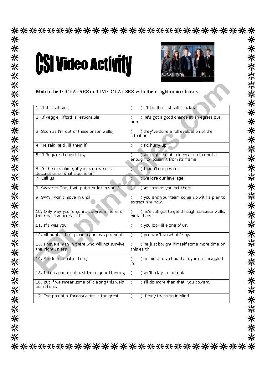 If clauses - CSI video activity