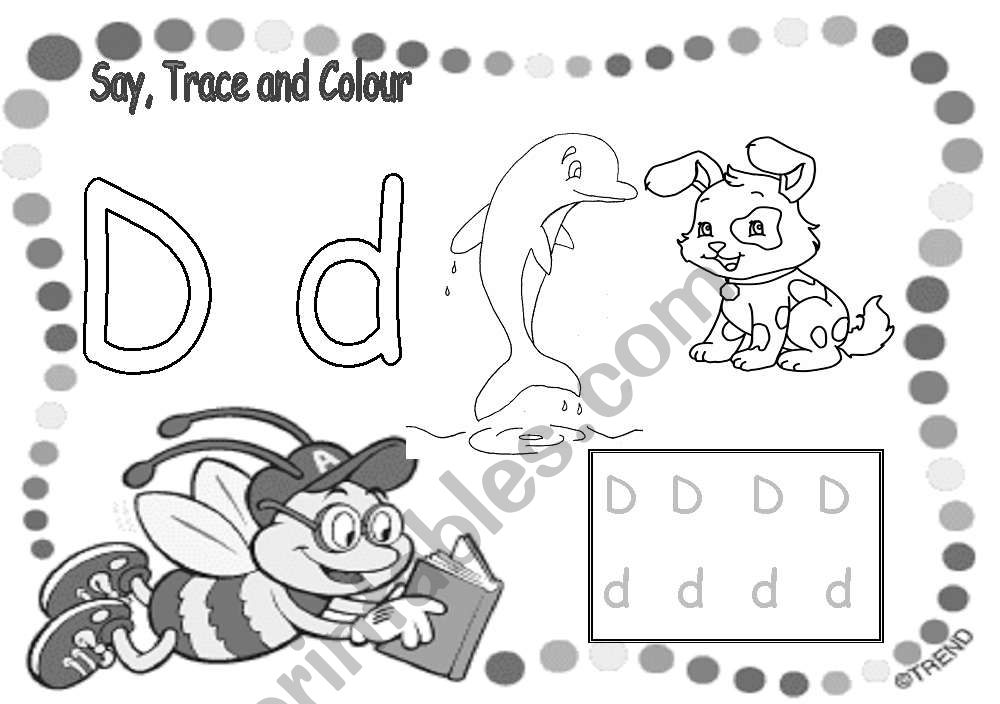 say trace and color d-e-f worksheet
