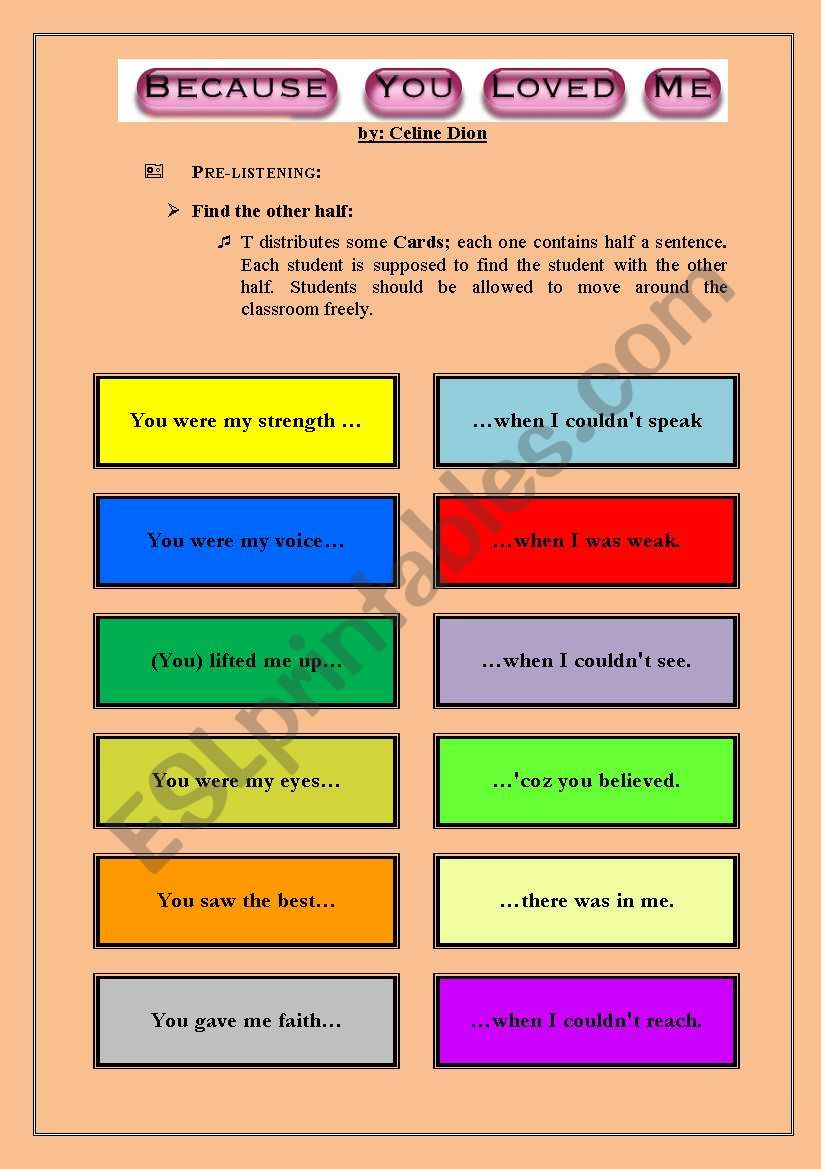 Because You Loved Me - Past Simple Regular and Irregular Verbs