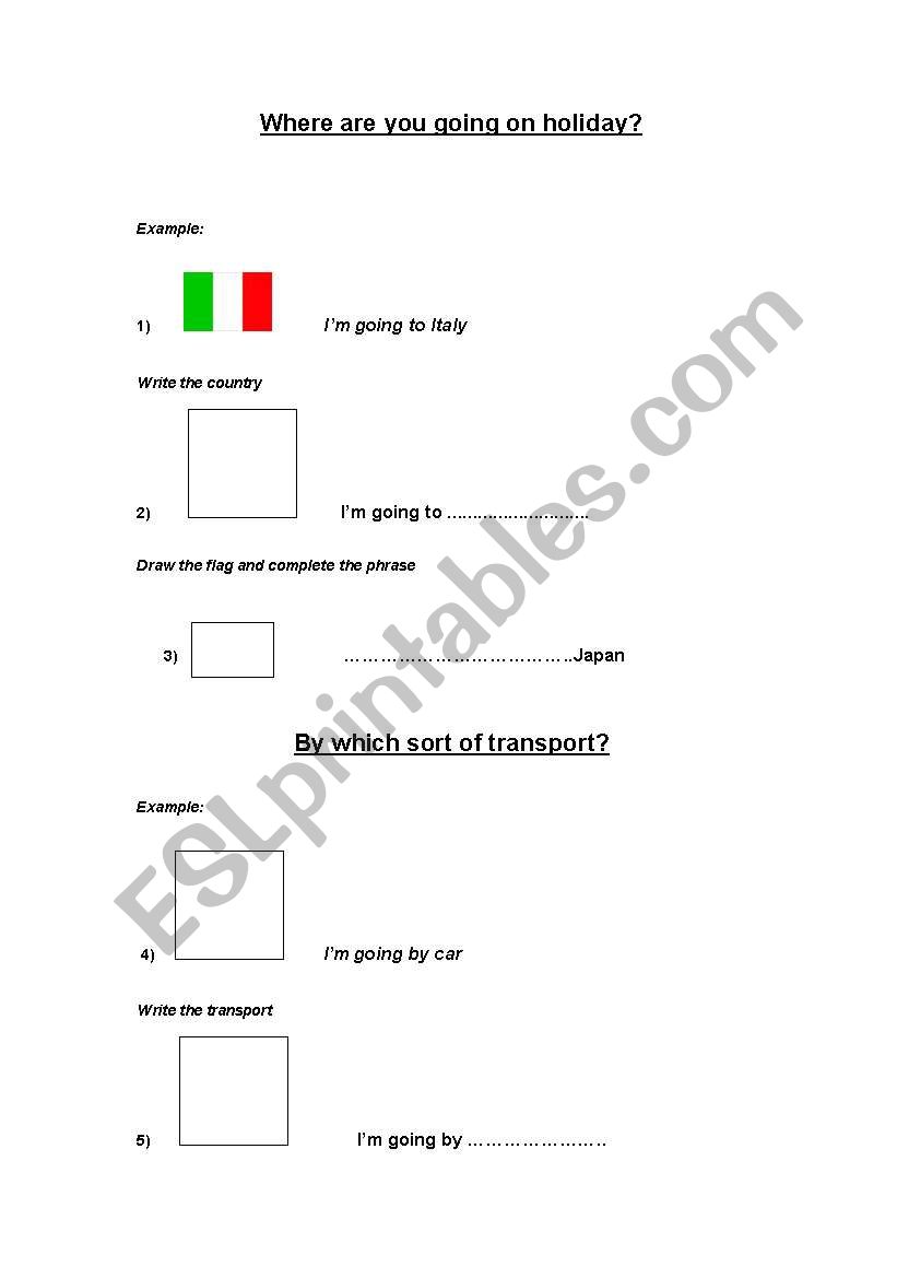 Transport and countries worksheet