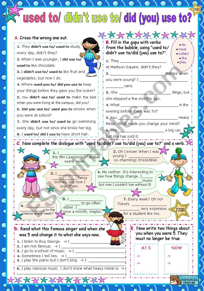 Used To / didnÂ´t use to/ Did (you) use to?  for Upper Elementary/ Lower Intermediate students