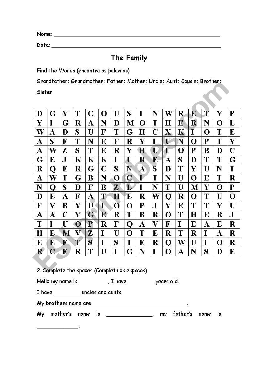 The Family worksheet