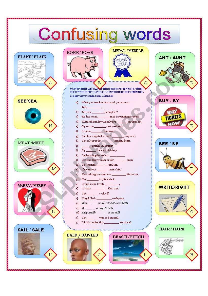 CONFUSING WORDS worksheet