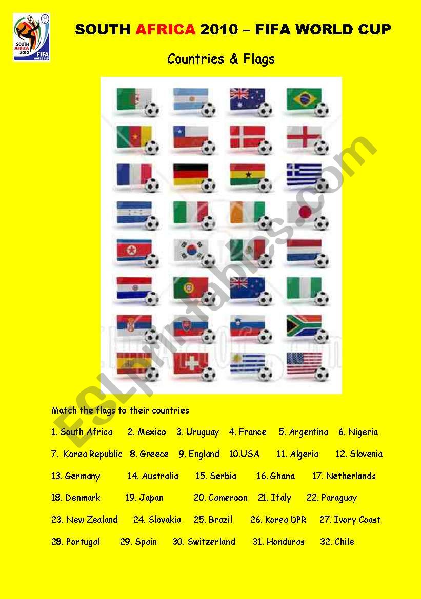 SOUTH AFRICA 2010 - COUNTRIES & FLAGS (2 pages)