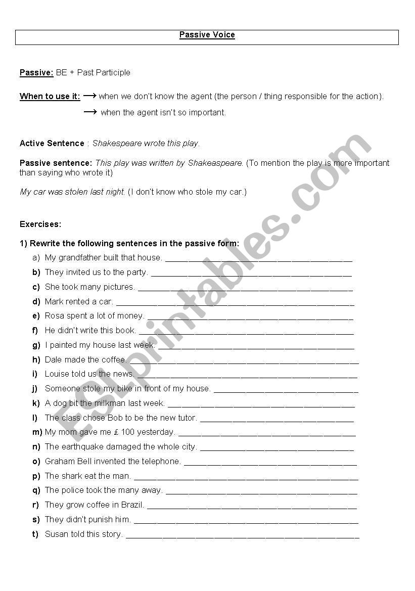 The Passive Voice worksheet