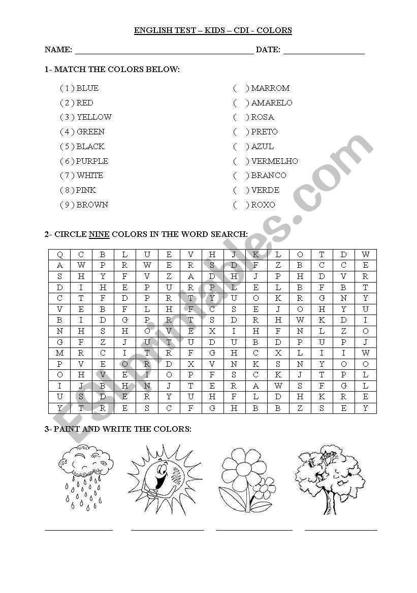 TEST COLORS worksheet