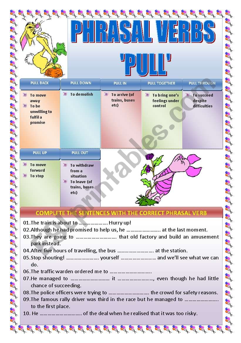 PHRASAL VERBS: PULL worksheet