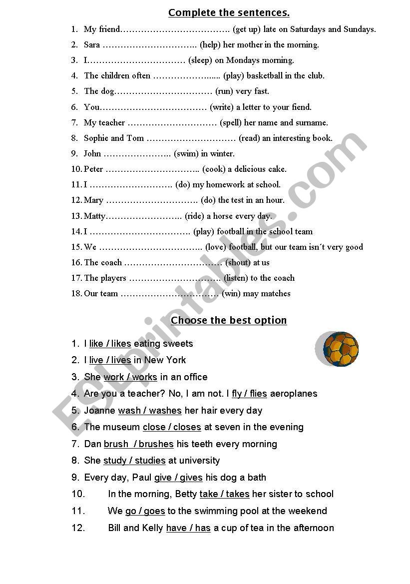 present simple worksheet