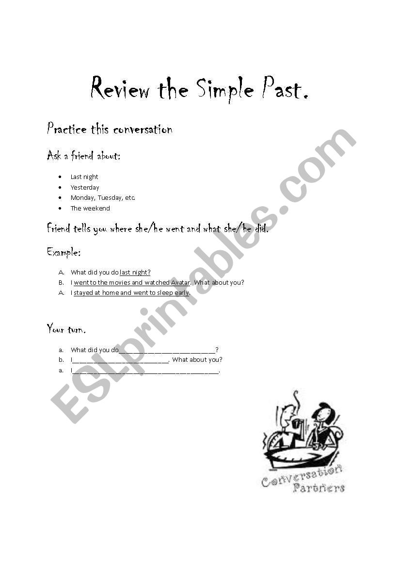 Review the simple past worksheet