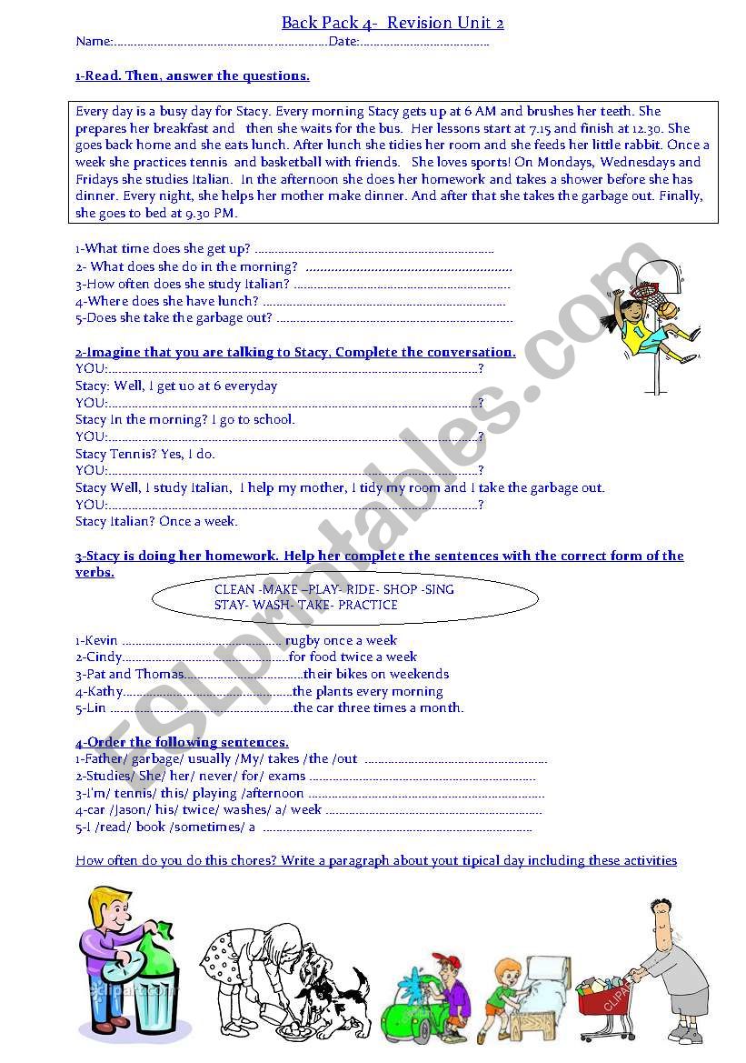 BackPack 4 Unit 2 worksheet