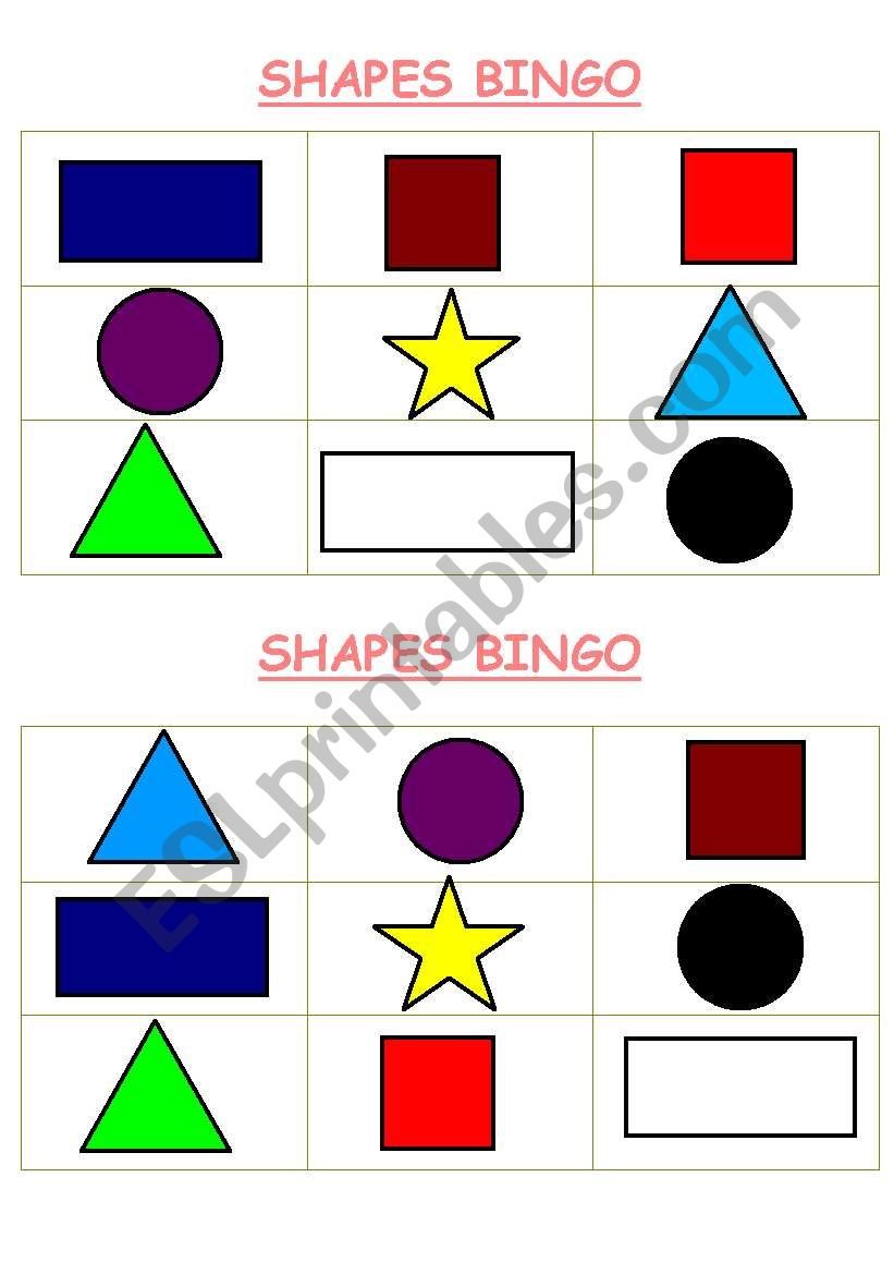 BINGO - Shapes worksheet