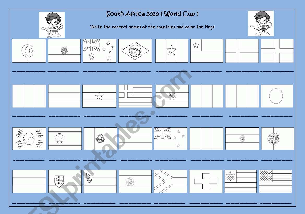 World Cup 2010 - FLAGS worksheet