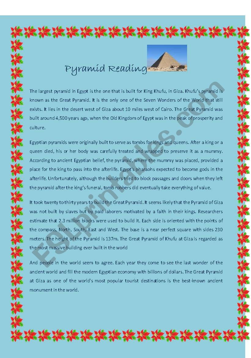 Pyramid Reading worksheet