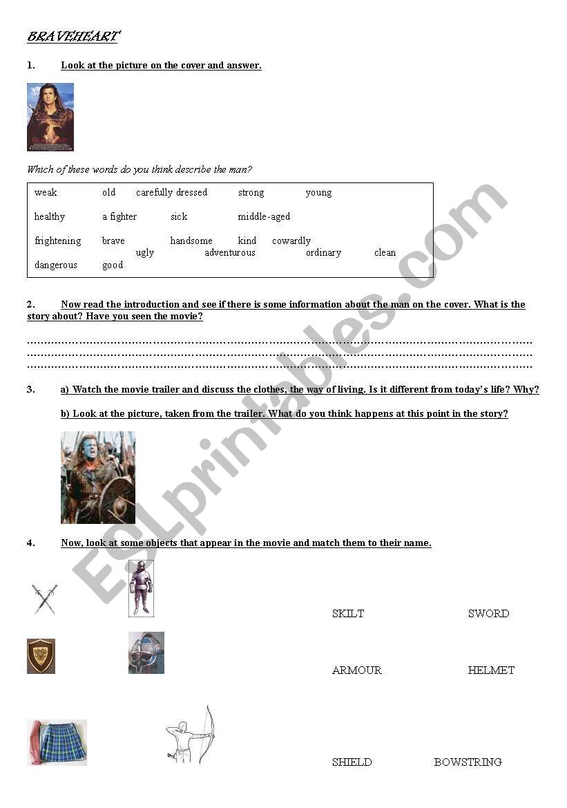 Braveheart- Pre-reading activity