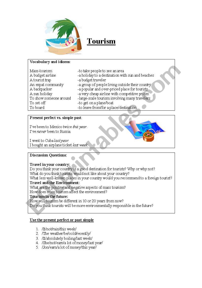 Tourism worksheet