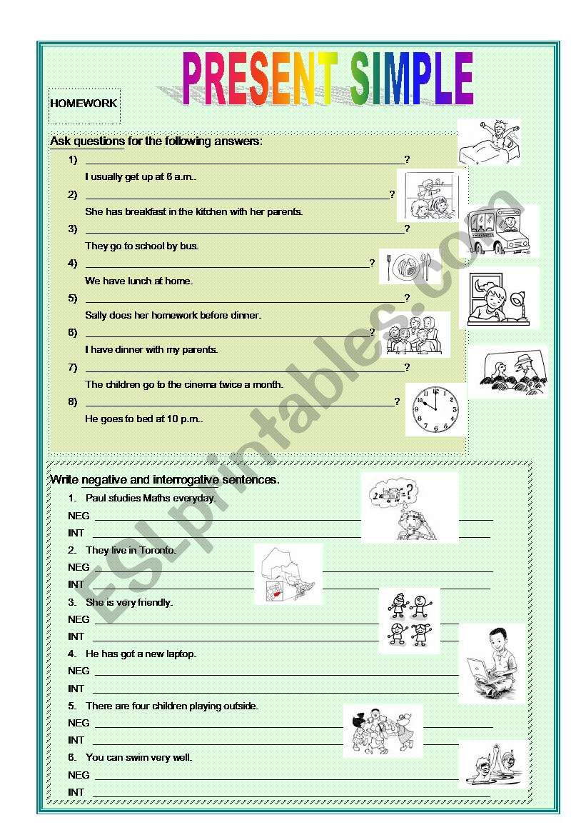 Present simple worksheet