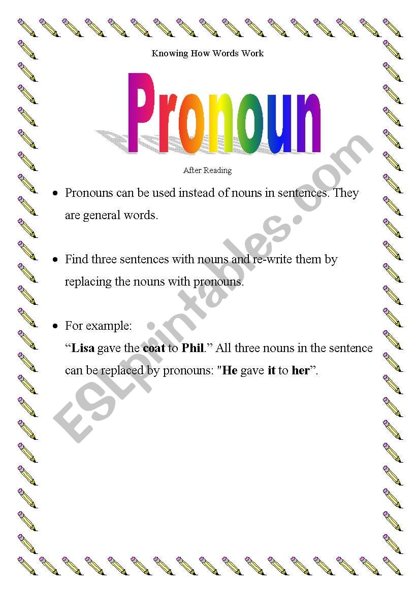 Pronouns worksheet