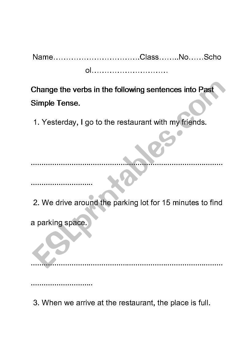 Task Past simple  worksheet