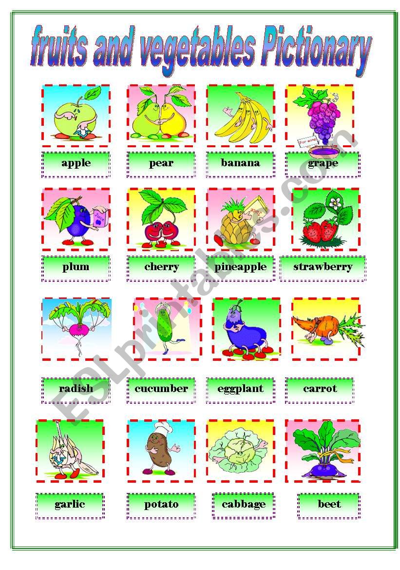 fruits and vegetables worksheet