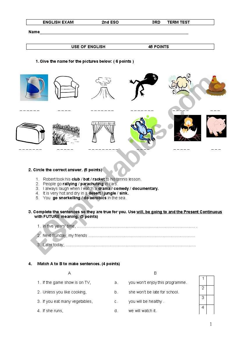 EXAM: SIX PAGES TWO LESSONS worksheet