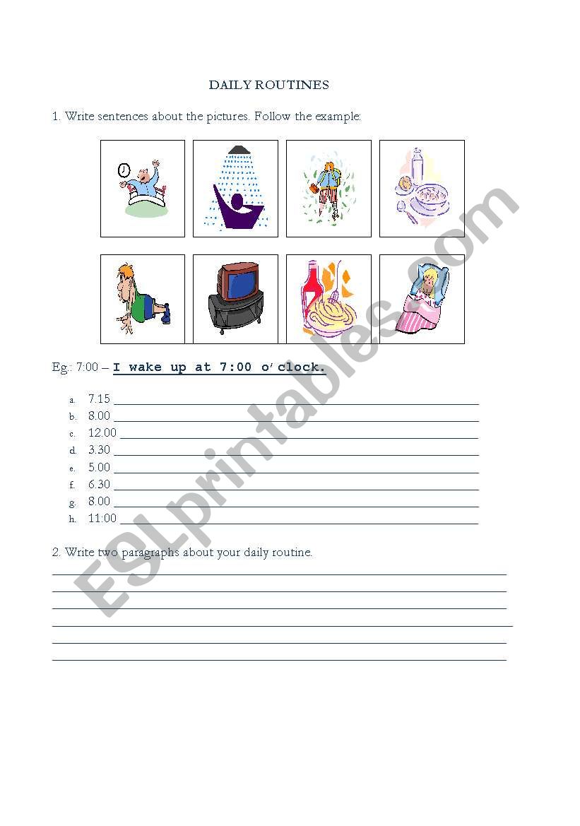 daily routine worksheet