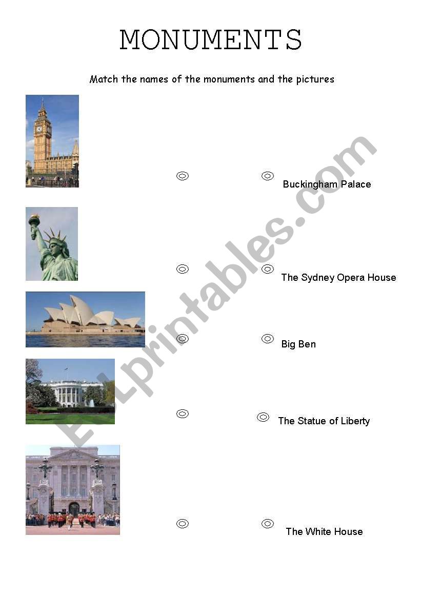 monuments worksheet