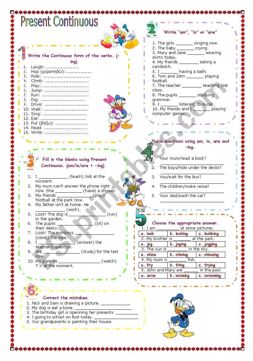 Practicing Present Continuous worksheet