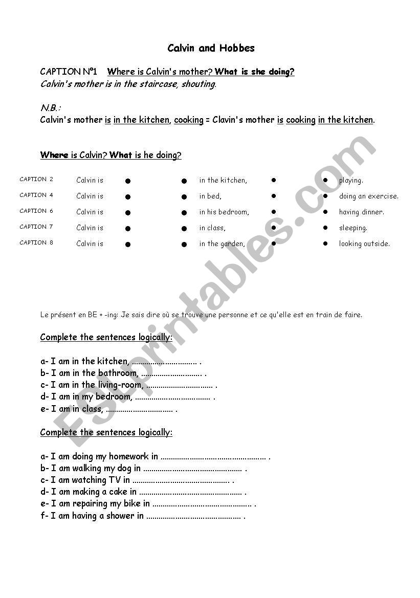 Calvin and Hobbes worksheet